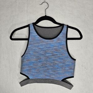 SWEATY BETTY Blue Grey Reversible Cut Out Cropped Sleeveless Crop Top Medium